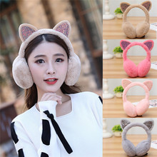 Fashion Winter Earmuffs Women Fur Ear Warmer Earmuffs Cat Ear Muffs Earlap Glitter Sequin 2024 - buy cheap