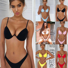 Meihuida-Conjunto de Bikini de cintura alta para mujer, traje de baño con Push-up y sujetador acolchado, ropa de playa, 2019 2024 - compra barato