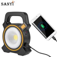 Sanyi Portable COB LED Flashlight 2 Modes Torch Solar/USB Rechargeable Work Light Outdoor Tent Lamp Emergency Mobile Power Bank 2024 - buy cheap