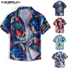 INCERUN 2020 Colorful Print Brand Shirt Men Short Sleeve Button Lapel Neck Casual Tops Camisa Fashion Beach Hawaiian Shirts Men 2024 - buy cheap