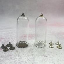 50pcs/lot 50x20mm tube glass globe bubble lace base beads cap set glass vials bottle glass jars vial pendant jewelry findings 2024 - buy cheap