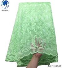 BEAUTIFICAL african lace fabrics 2019 high qaulity lace mesh tulle lace green net laces fabric for women 5 yards ML2N149 2024 - buy cheap