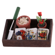 1/12 caixa de madeira para móveis em miniatura para casa de bonecas, decoração e jardinagem, kit de vaso de flores para 1:12, acessórios para casa de bonecas diy 2024 - compre barato