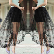 Retro Hot Romatic Elegant Women Layers Tulle Skirt Long Princess Girls Ballet Tutu Mesh Lace Chic Skirt Fanny vestidos 2024 - buy cheap