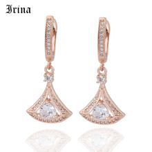 Irina  Mini AAA zircon Drop Earrings Rose Color Bridal Wedding Earrings for Women Large Party Hanging Earrings Fashion Jewelry 2024 - buy cheap