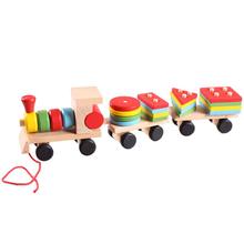 Educational Kid Baby Toys Wooden Solid Wood Stacking Train Toddler Building Blocks Toys Educational 2024 - buy cheap