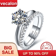 Vecalon Fine Jewelry Real 925 Sterling Silver Infinity ring set 5A Zircon Cz Engagement wedding Band rings for women Bridal Gift 2024 - buy cheap