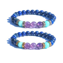 8mm Natural Stone Bracelet Navy Blue Lapis Lazuli Purple Amazonite Stone Bracelet Spacer  Bracelets Jewelry 2024 - buy cheap