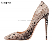 Vinapobo/Дизайнерские женские туфли-лодочки на очень тонком высоком каблуке с принтом в виде змеиной кожи; Цвет желтый; Туфли на шпильках 12/10/8 см с острым носком для вечеринки и свадьбы 2024 - купить недорого