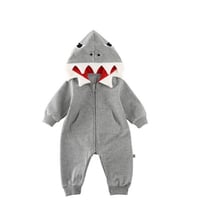 Cute Baby Boy Girl Romper Print Shark Romper Long Sleeve Playsuit Winter Hooded Clothes Outfit 2024 - buy cheap