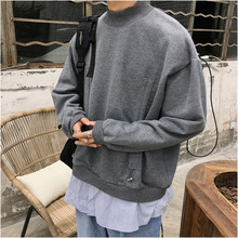 2019 Spring And Autumn New Korean Version Of The Trend Of Long-sleeved Solid Color Fake Two-piece Thick Fashion Casual Pullover 2024 - buy cheap