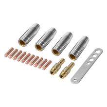 17 Pçs/set Cobre 15Ak Mig/Mag Soldagem Contato Do Bico Dicas 0.8X25Mm M6 Conector De Gás Set Titular 2024 - compre barato