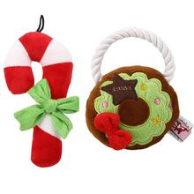 Christmas Pet Toy Cute Cane Bowknot Bite Resistant Squeaky Dog Toy Dog Chew Squeaker Quack Sound Toy 2024 - buy cheap