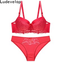 Large Size Push Up Bra and Panties Sets Solid Lace Plus Size Bra Set Sexy Bra and Brief Women Lingerie Panty Set 2024 - buy cheap