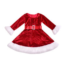 Kawgeett-vestido de veludo infantil, meninas, para bebês, de natal, vermelho e branco, princesa, para festa, de natal, outono e inverno 2024 - compre barato