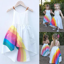 Princess Dress Kid Baby Girls Party Pageant Cute Sleeveless Backless Strap Rainbow Beach Tutu Dresses 1-6T 2024 - купить недорого