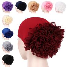 Abaya Women Turban Cap Ruffle Flower Muslim Hair Loss Cap Cancer Chemo Hat Islamic Bonnet  Headscarf Skullies Beanies Headwrap 2024 - buy cheap
