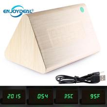 Triangle Wood LED Digital Alarm Clock W/ Sound Control Temp Time Display 2024 - buy cheap