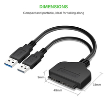 Cable adaptador USB 3,0 a SATA 7 + 15 pines para HDD SSD de 2,5 pulgadas, alta calidad, 20/25CM, nuevo 2024 - compra barato