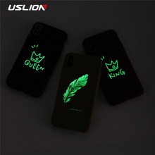 Чехол для телефона USLION Luminous Crown Love Heart для iPhone 11 Pro Max X XR Xs Max, мягкий чехол из ТПУ ярких цветов для iPhone 6 6s 7 8 Plus 2024 - купить недорого