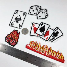 Cartoon Gambling Game DIY Decoration Clothes Stickers 3D Pokers Embroidery Patches Fire Dice Appliques for Clothing 2024 - buy cheap
