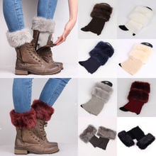 Winter Women Winter Knitted Boot Cuffs Fur Knit Toppers Boot Socks Legs Warmers 2024 - buy cheap