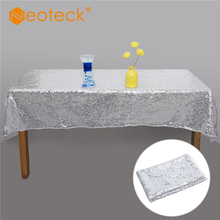 Neoteck 130x50cm Glitter Sequin Tablecloth Silver Sequin Table Cloth for Wedding Party Christmas Decoration Rectangle tablecloth 2024 - buy cheap
