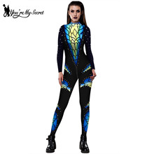 [You're My Secret] Halloween Gothic Bodysuit Leopard Snake Skin 3D Digital Print Catsuits Scary SkeletonFashion Cosplay Clubwear 2024 - buy cheap