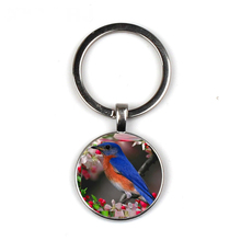 Blue hummingbird Keychain Glass Time Gem Keychain Key Jewelry DIY Custom Photo Personality Gift , Keychains 2024 - buy cheap