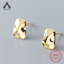 Bitwbi coréia estilo quente 100% 925 prata esterlina simples moda ouro irregle geométrica brinco para jóias femininas 2024 - compre barato