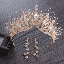 Baroque Crystal Gold Crown for Girls Wedding Hair Accessories Gems Bridal Tiara Bride Hairwear Women Head Princess Jewelry Piece 2024 - buy cheap