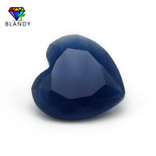 Unpolished Blue Glass Gem Stone 3x3~11x12mm Heart Cut Blue Color Synthetic Glass Beads For Jewelry Making 2024 - buy cheap