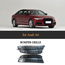 Para Audi A6 Sline S6 sedán de 4 puertas frontal 2018 rejilla de lámpara antiniebla parachoques de la luz de niebla de malla de rejilla ABS cromado parachoques Grill 2024 - compra barato