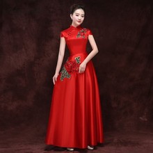 New Etiquette Cheongsam Modern Red Long Evening Dresses Chinoise Party Qi Pao Women Chinese Traditional Dress Embroidery Gown 2024 - buy cheap