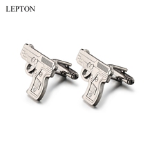 Lepton-gemelos de estilo pistola negra para hombre, gemelos de camisa de negocios, gemelos clásicos de Navidad, el mejor regalo 2024 - compra barato