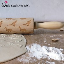 Qiansiaozhen padrão de dinossauro rolo de madeira para assar cookies presentes para casamentos decoração de cozinha 2024 - compre barato