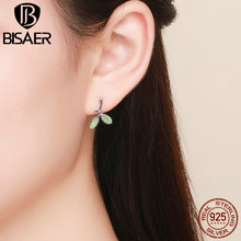 BISAER-pendientes de plata de primera ley con forma de hoja para mujer, aretes pequeños, plata esterlina 925, con diseño de brotes, planta, ECE465 2024 - compra barato