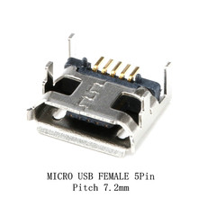 100 шт. Micro USB Тип B 5-контактный гнездовой разъем, SMD 4 ножки 90 градусов для стола, аксессуары «сделай сам» 2024 - купить недорого