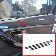 For BMW 3 Series f30 2017 2018 2019 Car Accessories 4 Pcs Carbon Fiber ABS Interior Door Decoration Strips Trim 2024 - buy cheap
