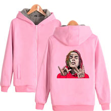 Bomber Jacket Men 2019 Rapper 69 6ix9ine Oversized Hoodie Winter Thick Warm Fleece Zipper Coat for Mens Sportwear Tracksuit Male 2024 - buy cheap