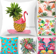 Zengia capa de almofada de pássaro rosa 45*45 cm, capa de almofada decorativa de flor flamingo, capa para sofá natal, decoração de casa 2024 - compre barato