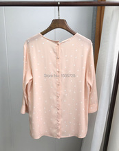 Blusa rosa de seda con estampado de lunares para mujer, camisa con botones en la espalda, 100%, verano, 2019 2024 - compra barato