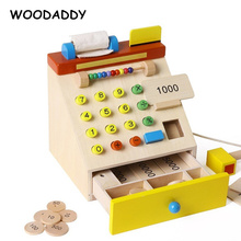 WOODADDY Baby Toys Simulation Cash Register Wooden Toys For Kids Pretend Play Supermarket Shopping Children Educational Gift 2024 - buy cheap