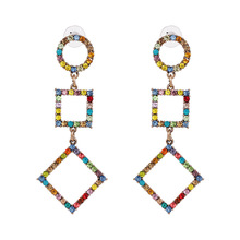 Ethnic Boho Colorful Long Crystal Drop Dangle Earrings for Women Female Bricons Statement Shiny Wedding Party Christmas Jewelry 2024 - buy cheap