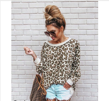Blusa de manga larga holgada para mujer, camisa informal con estampado de leopardo, Jersey, ropa de verano 2024 - compra barato