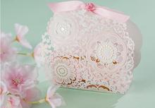 50 Pcs Lace Candy Box Pink Babyshower Gift Box Chocolate Paper Wedding Party Favors Package Baptism Sugar Boxes Dragees D3 2024 - buy cheap