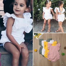 Bebê recém-nascido menina verão babados algodão macacão macacão outfit sunsuit da criança meninas do bebê princesa macacão playsuit roupas 2024 - compre barato