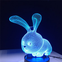 Novelty 3D Rabbit Shape Lamp Touch Sensor Light LED 7 Colors Remote Control Table Lamp Child Night Light as Gifts AW-615 2024 - buy cheap