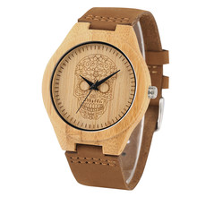 Мужские деревянные часы с натуральным бамбуковым циферблатом, повседневные наручные часы с ремешком из натуральной кожи, деревянные часы с коробкой, лучшие подарки для мужчин 2024 - купить недорого