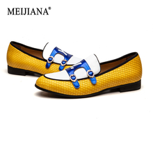 MEIJIANA Handmade Comfortable Leather 2019 New Listing Wedding Shoes Men Fashion Casual Shoes Men's Loafers Yellow Men Shoes 2024 - buy cheap